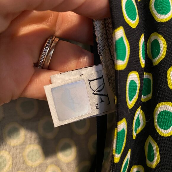Diane Von Furstenberg Green Polka Dot Silk Wrap Dress Size‎ 10 - Picture 2 of 6